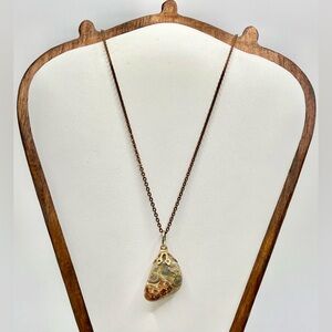 Jasper Stone Pendant Necklace Earthy Boho Style
